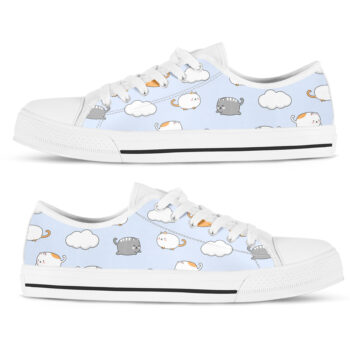 Cat Printed Kawaii Shoes | Custom Low Tops Sneakers For Kids & Adults