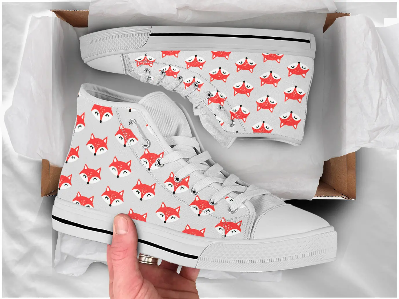 Fox Printed Shoes | Custom High Top Sneakers For Kids & Adults
