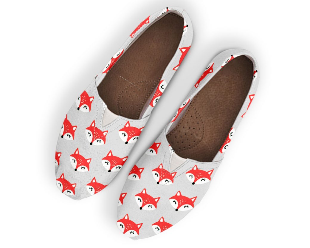 Fox Printed Slip-On Shoes | Custom Canvas Sneakers For Kids & Adults