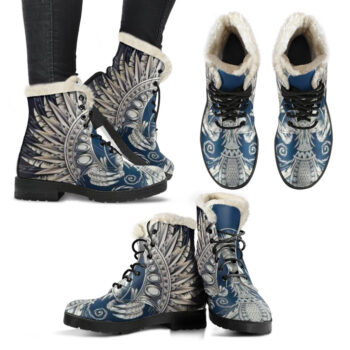 White Phoenix Rising Vegan Leather Boots