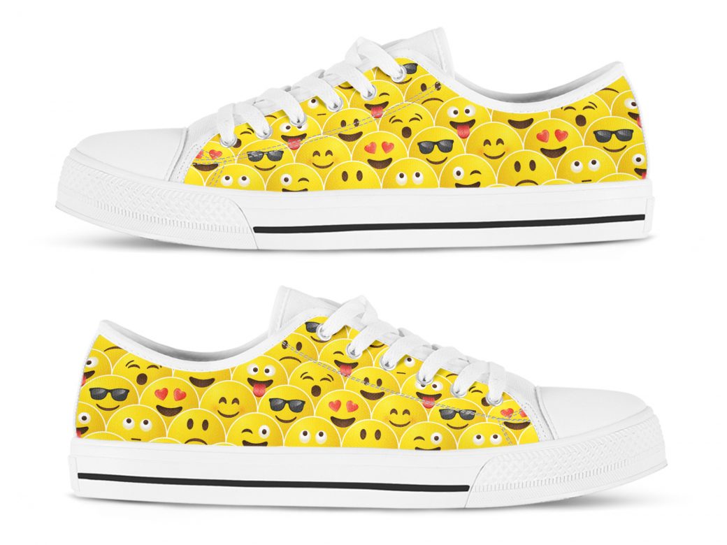Yellow Emoji Shoes | Custom Low Tops Sneakers For Kids & Adults
