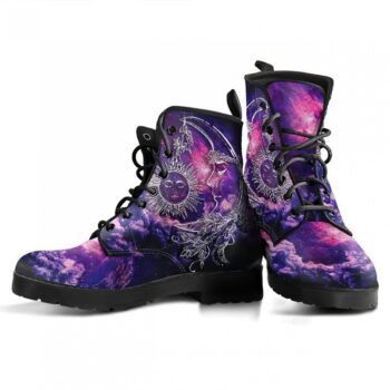 Galaxy Moon Boots | Vegan Leather Lace Up Printed Boots For Women