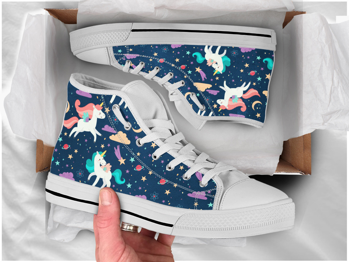 Navy Unicorn Shoes | Custom High Top Sneakers For Kids & Adults