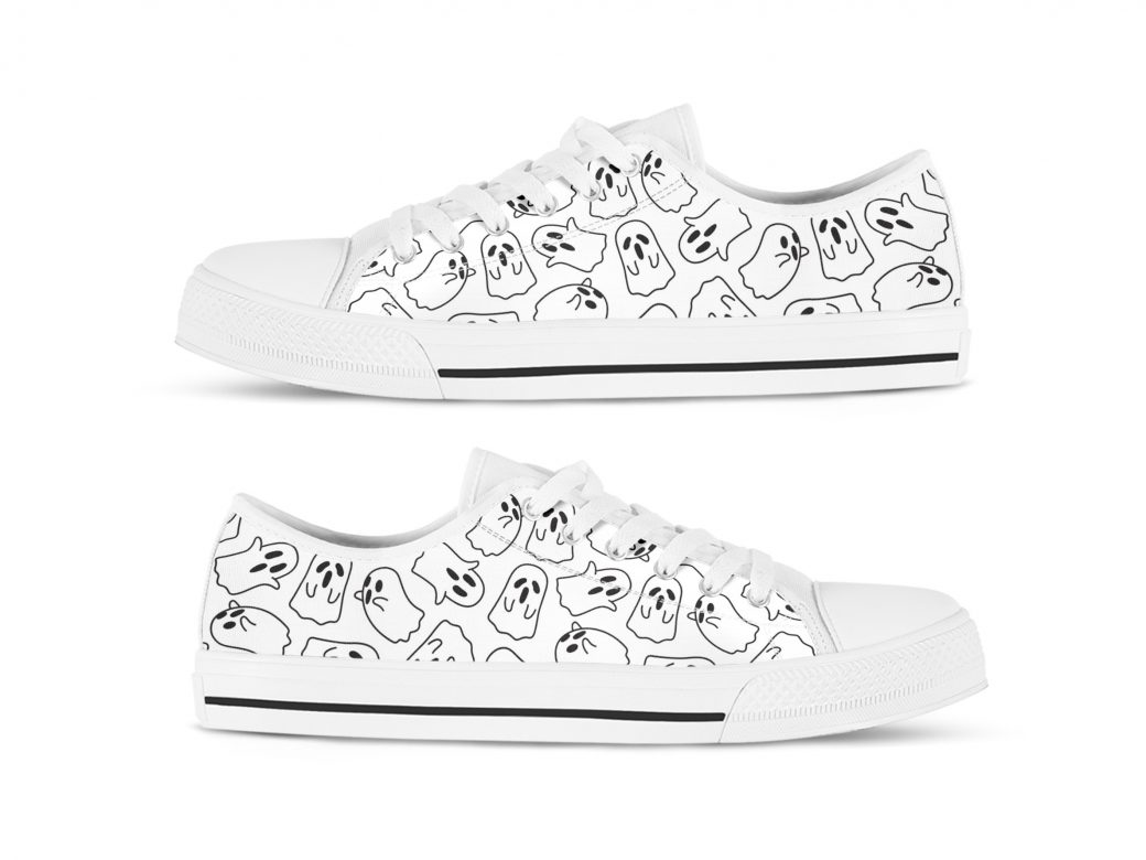 Boo Ghost Shoes | Custom Low Tops Sneakers For Kids & Adults