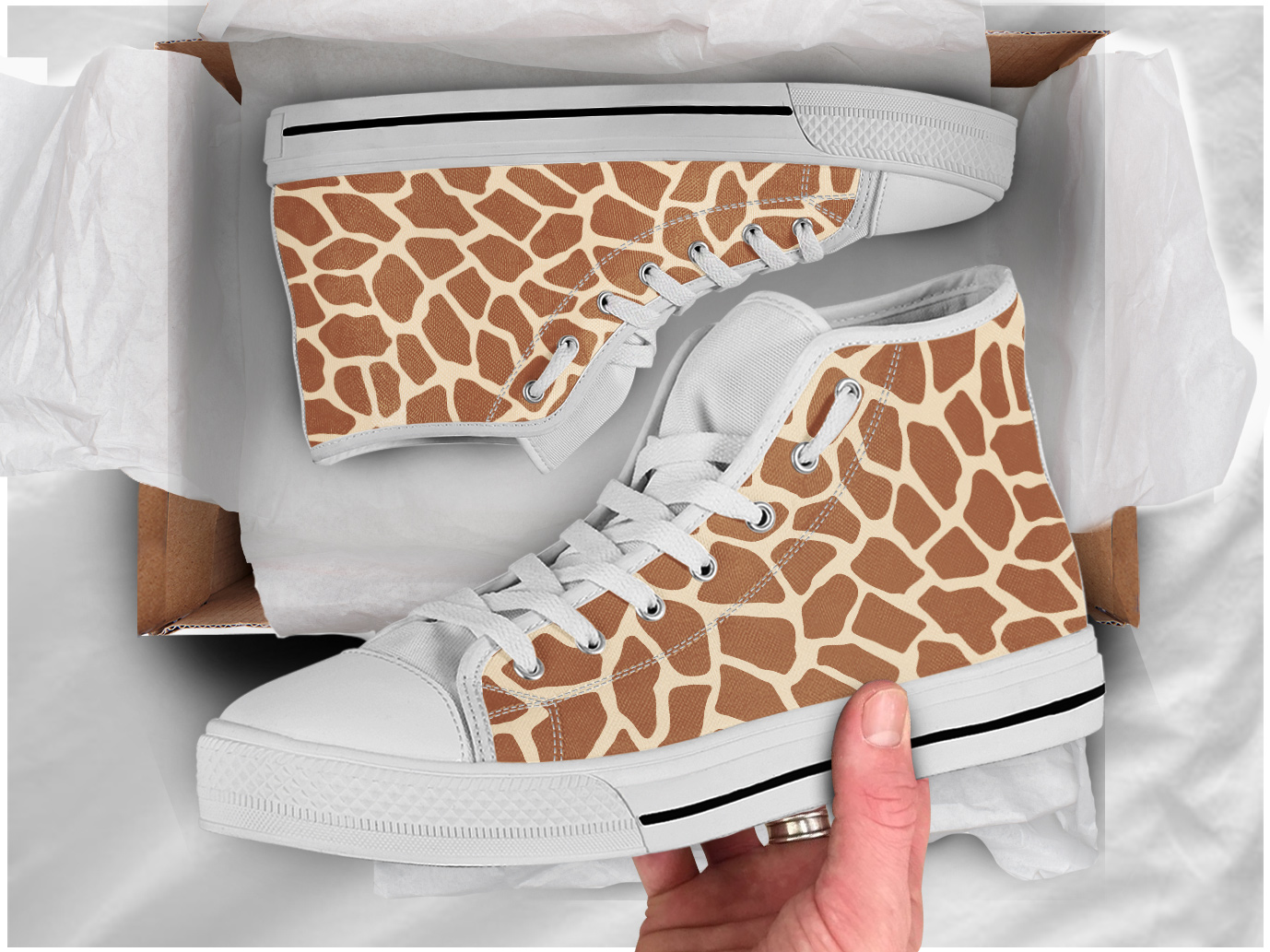 Giraffe Pattern Shoes | Custom High Top Sneakers For Kids & Adults