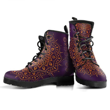 Gold Chakra Mandala Womens Leather Boots 1