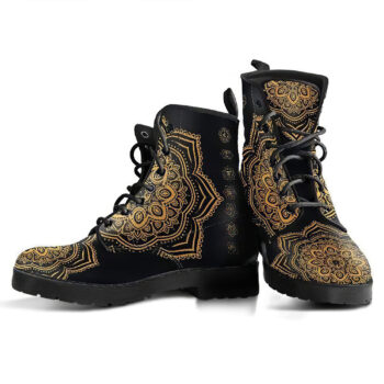 Gold Chakra Mandala Womens Leather Boots