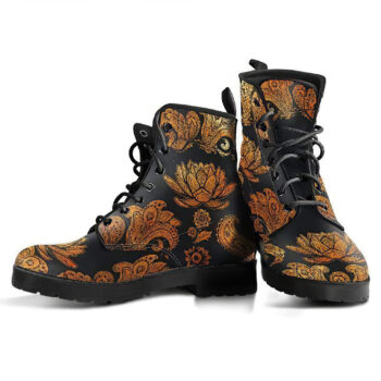 Gold Paisley Lotus Handcrafted Boots