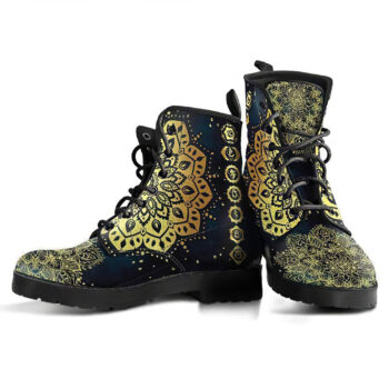 Golden Chakra Mandala Handcrafted Boots