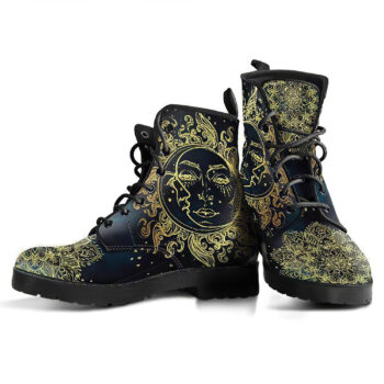 Golden Sun And Moon Handcrafted Boots