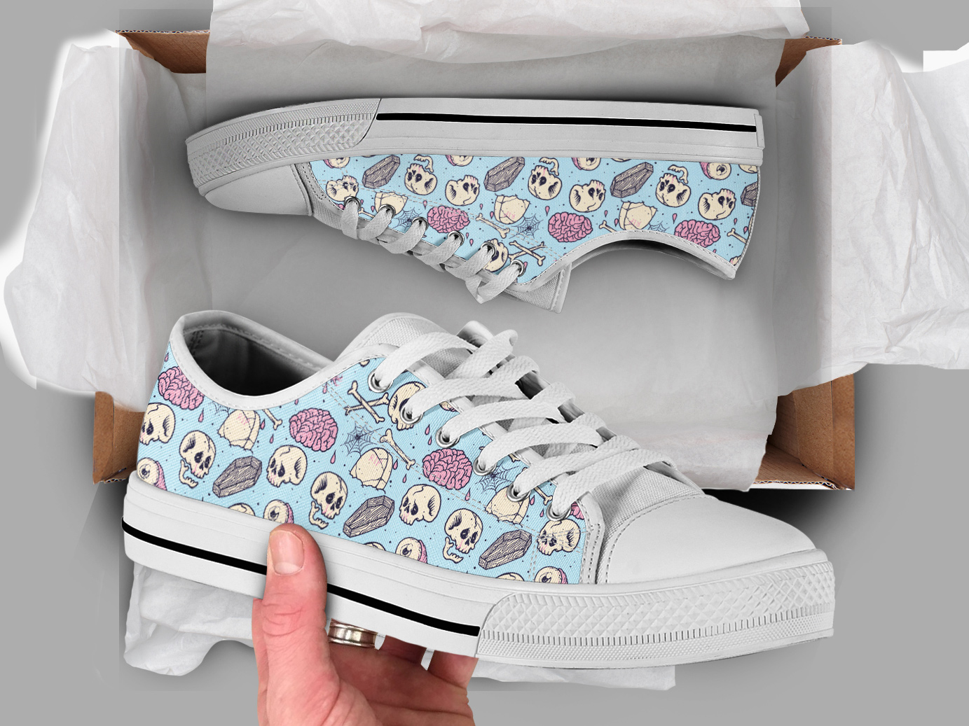 Cute Skull Shoes | Custom Low Tops Sneakers For Kids & Adults