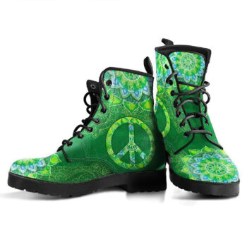Green Peace Mandala Handcrafted Boots