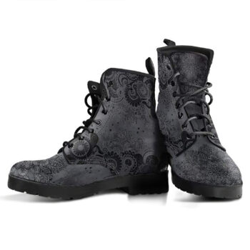 Grey Paisley Mandala Handcrafted Boots 1