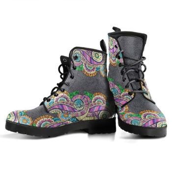 Grey Paisley Mandala Handcrafted Boots