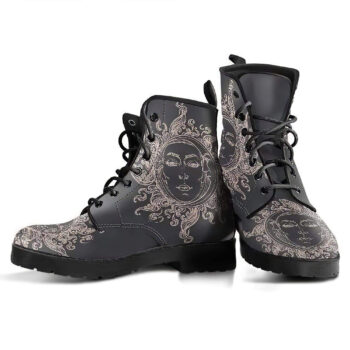 Grey Sun And Moon Handcrafted Boots