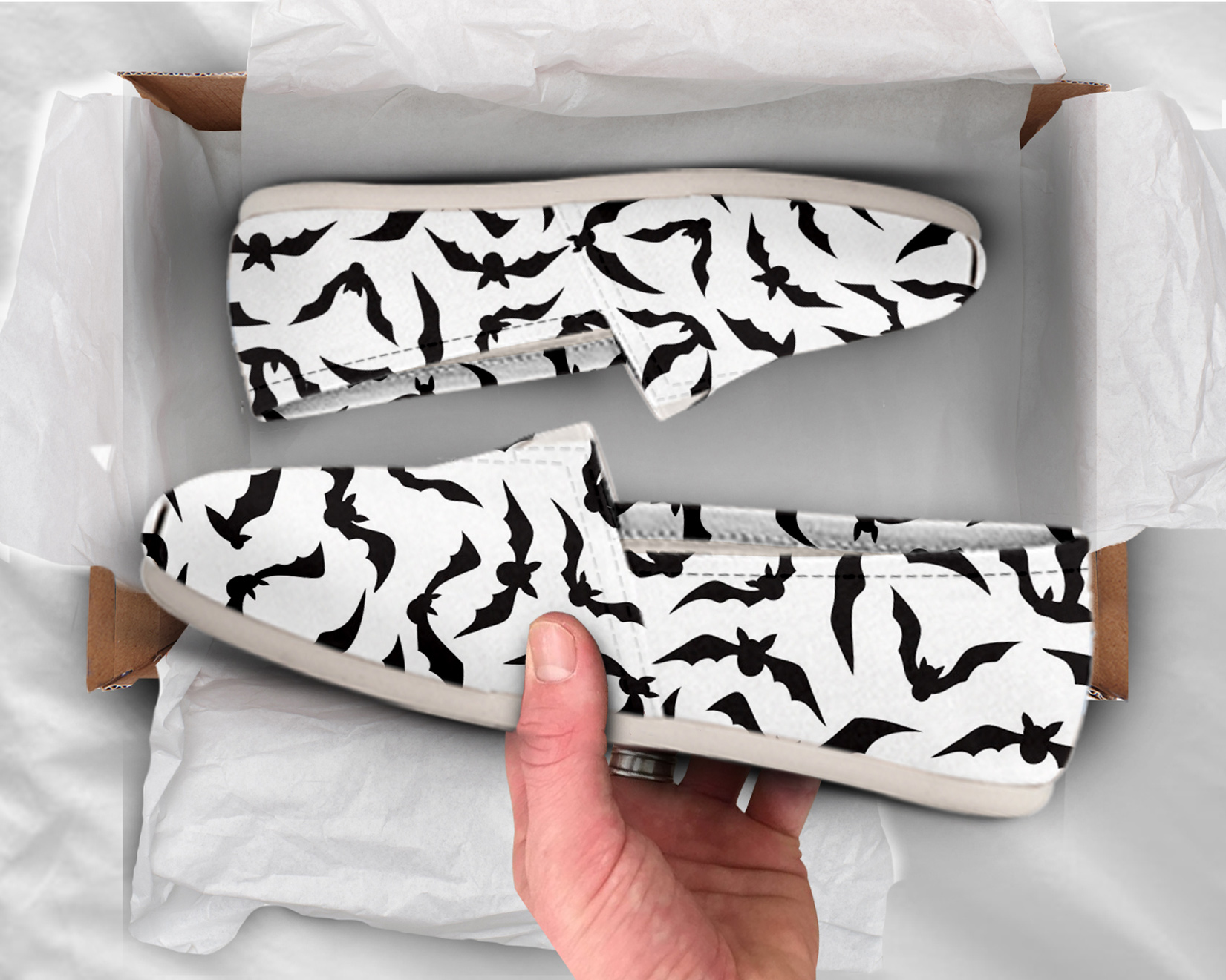 Bat Print Flat Shoes | Custom Canvas Sneakers For Kids & Adults