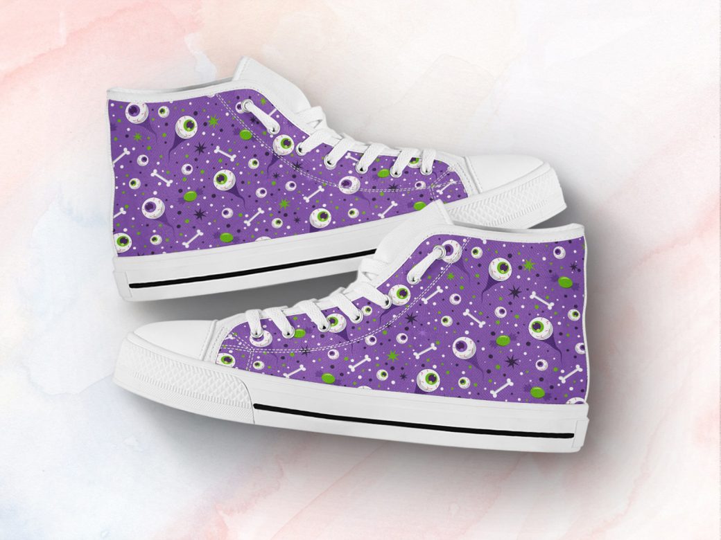 Purple Eyeball Shoes | Custom High Top Sneakers For Kids & Adults