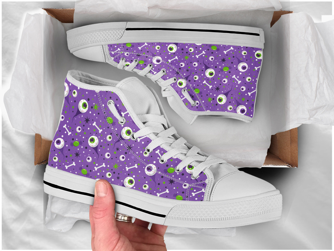 Purple Eyeball Shoes | Custom High Top Sneakers For Kids & Adults
