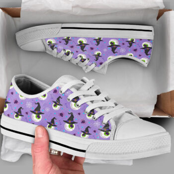 Purple Halloween Shoes | Custom Low Tops Sneakers For Kids & Adults