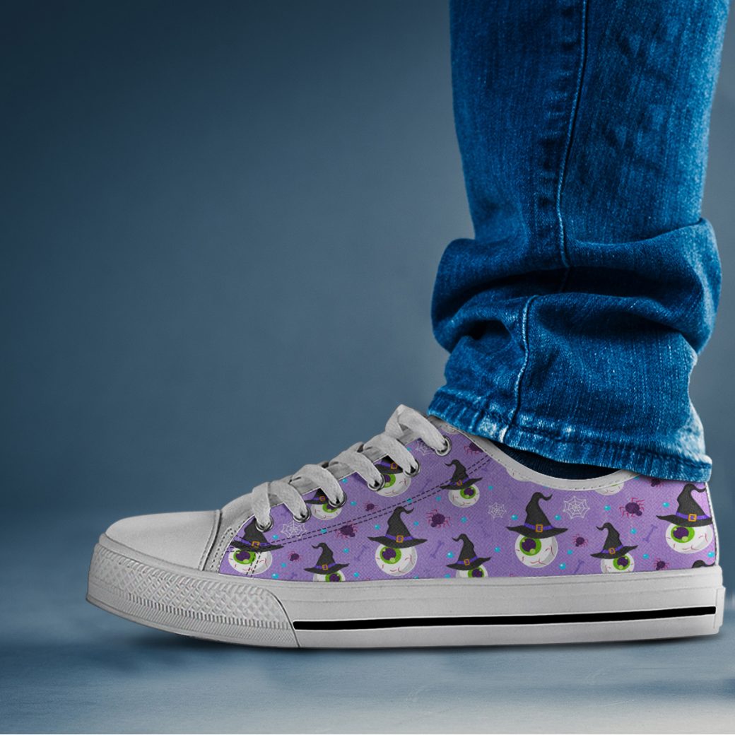 Purple Halloween Shoes | Custom Low Tops Sneakers For Kids & Adults