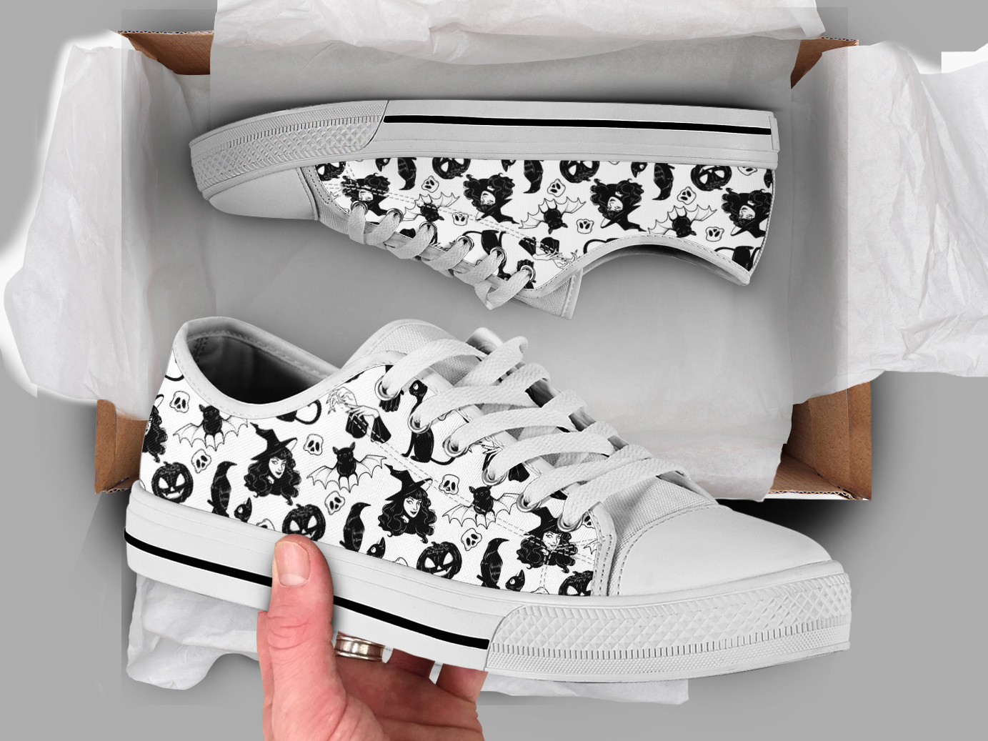 Witch Print Shoes | Custom Low Tops Sneakers For Kids & Adults