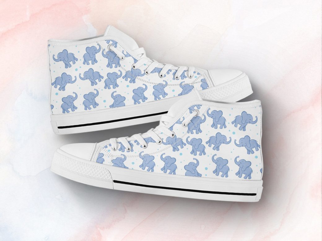 Elephant Printed Shoes | Custom High Top Sneakers For Kids & Adults
