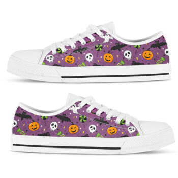 Halloween Pumpkin Shoes | Custom Low Tops Sneakers For Kids & Adults