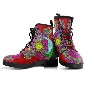 Henna And Sun Moon Handcrafted Boots