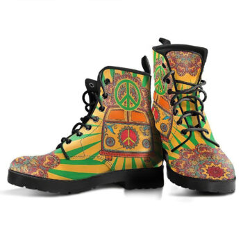 Hippie Van Mandala Womens Leather Boots