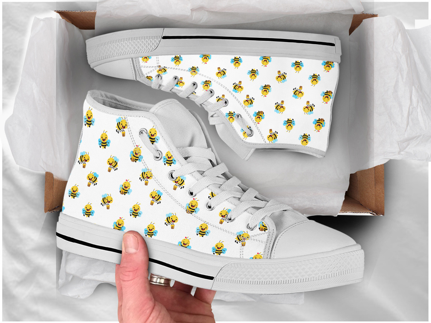 Honey Bee Shoes | Custom High Top Sneakers For Kids & Adults