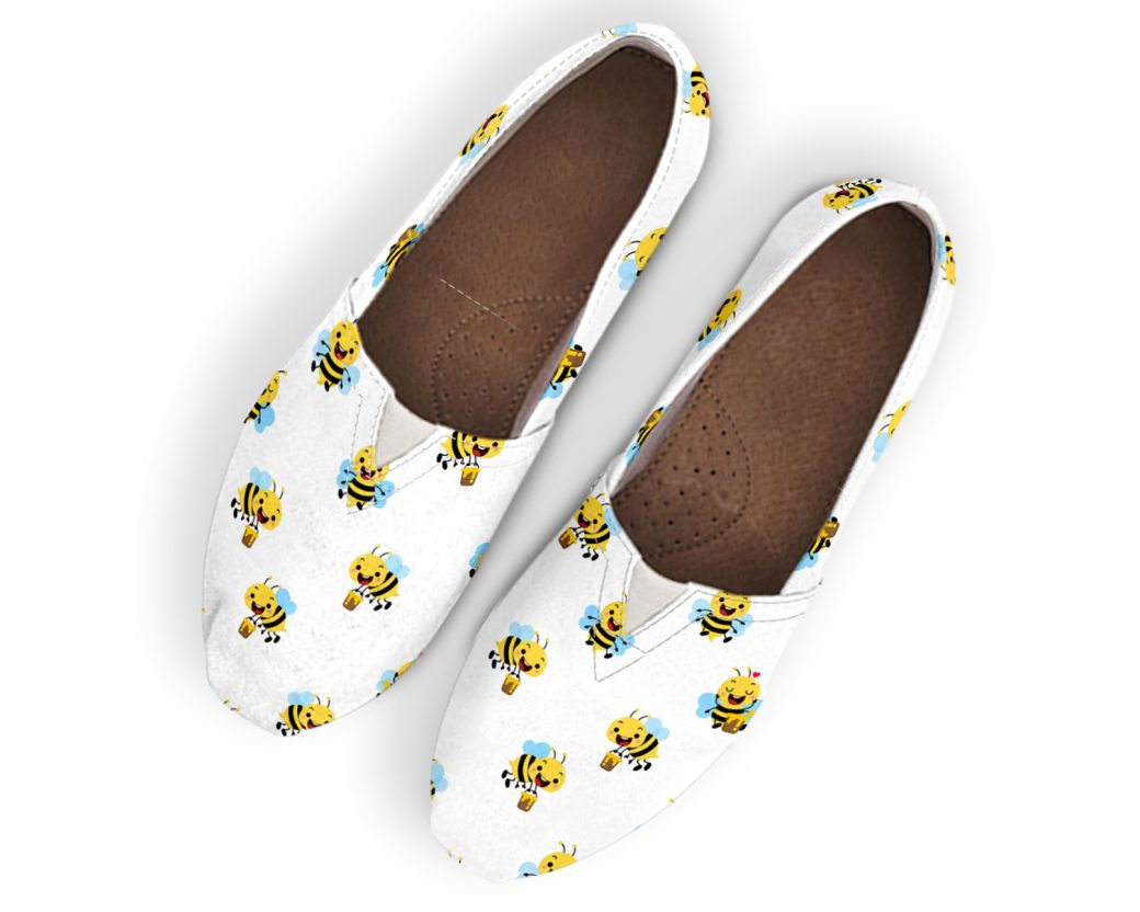 Honey Bee Slip-On Shoes | Custom Canvas Sneakers For Kids & Adults