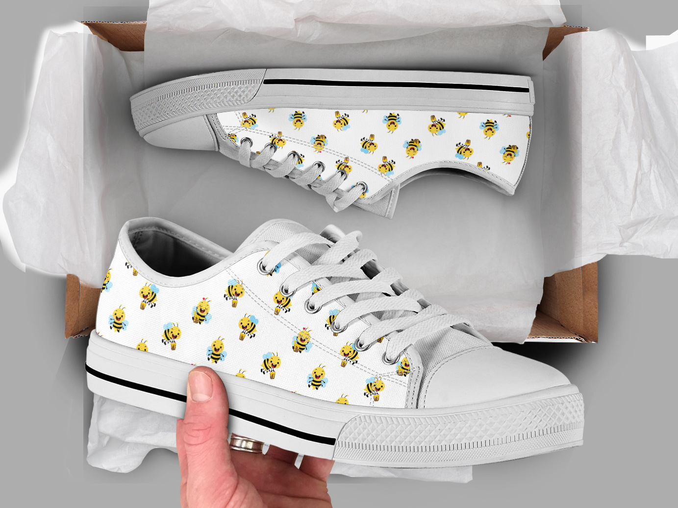 Honey Bee Shoes | Custom Low Tops Sneakers For Kids & Adults