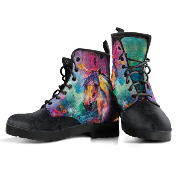 Horse Head Colorful Womens Leather Boots