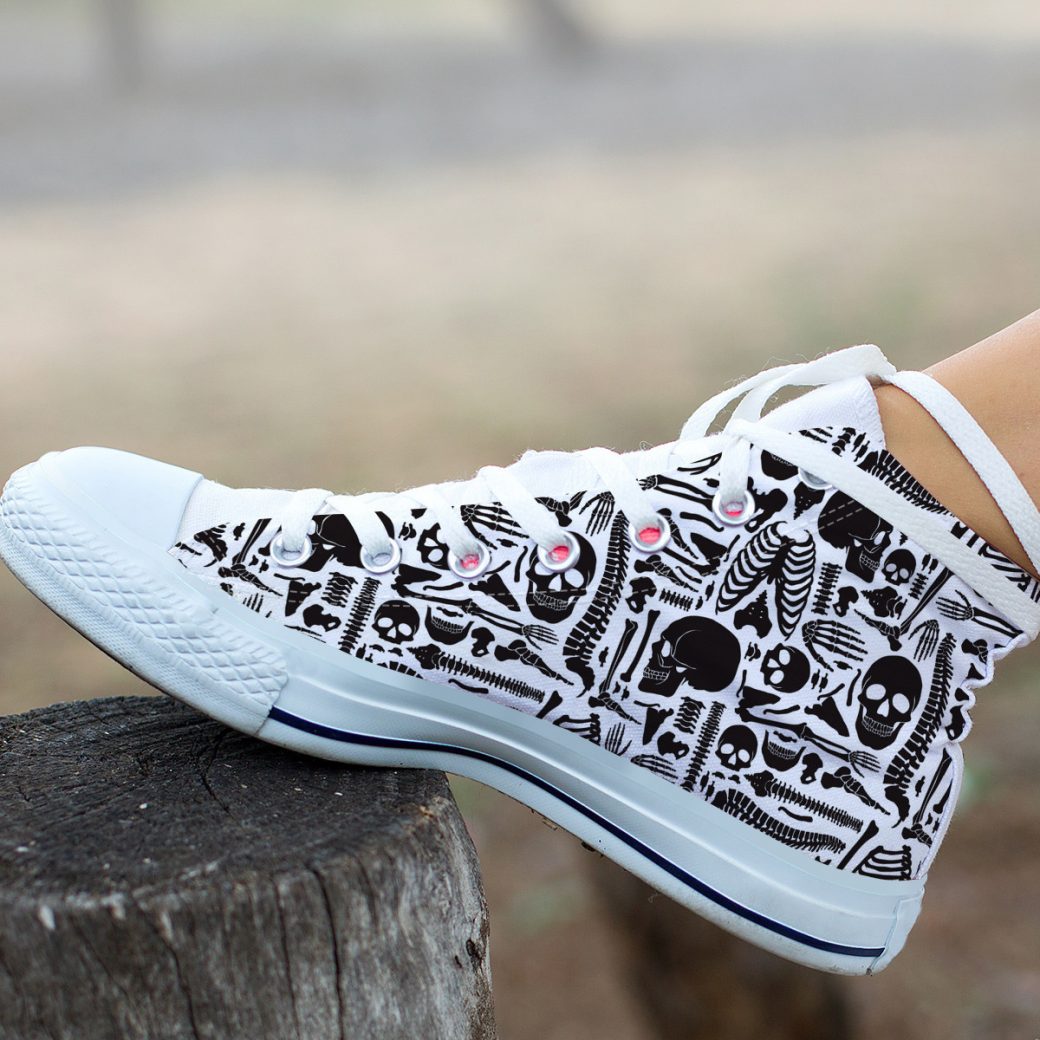 Human Bones Shoes | Custom High Top Sneakers For Kids & Adults