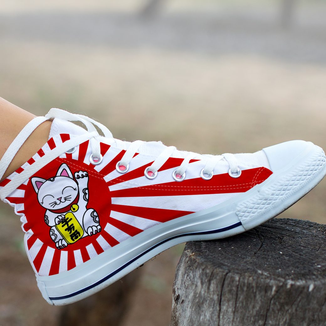 Japanese Cat Shoes | Custom High Top Sneakers For Kids & Adults