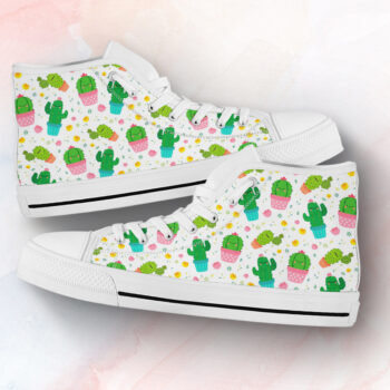 Kawaii Cactus Shoes | Custom High Top Sneakers For Kids & Adults
