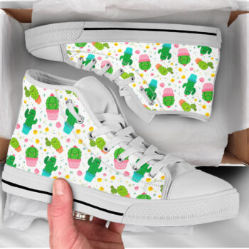 Kawaii Cactus Shoes | Custom High Top Sneakers For Kids & Adults