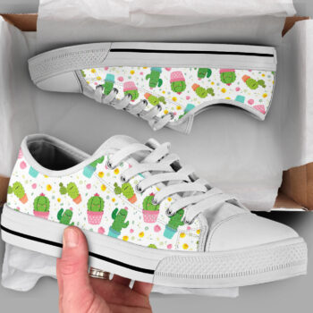 Kawaii Cactus Shoes | Custom Low Tops Sneakers For Kids & Adults
