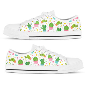 Kawaii Cactus Shoes | Custom Low Tops Sneakers For Kids & Adults