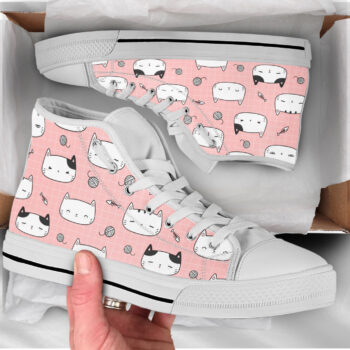 Cat Print Kawaii Shoes | Custom High Top Sneakers For Kids & Adults
