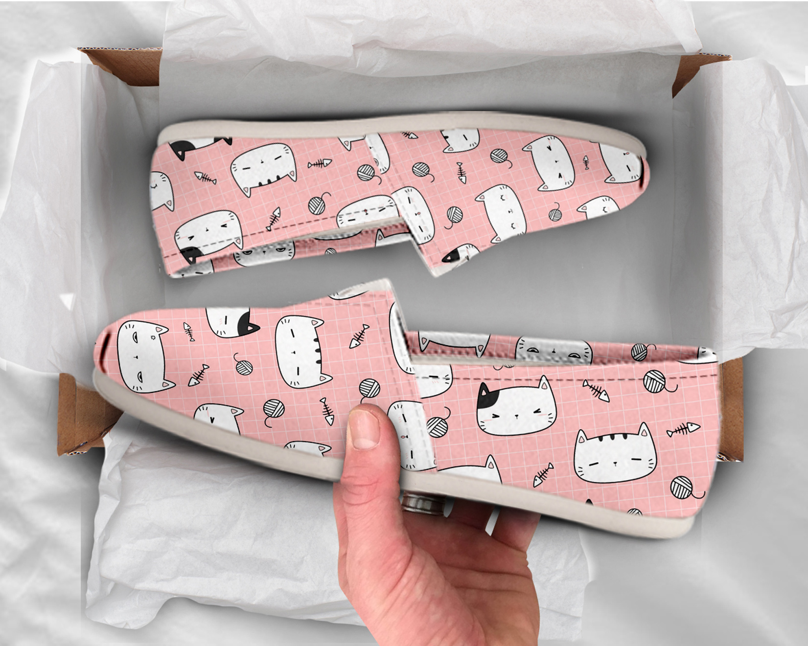 Pink Casual Cat Shoes | Custom Canvas Sneakers For Kids & Adults