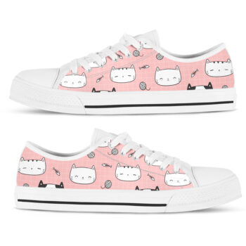 Kawaii Cat Shoes | Custom Low Tops Sneakers For Kids & Adults