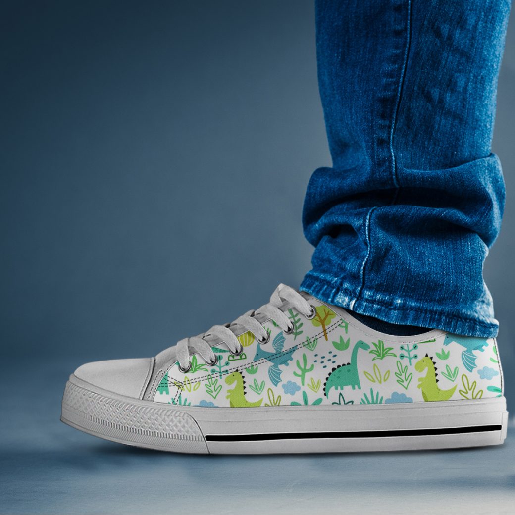 Cute Dinosaur Shoes | Custom Low Tops Sneakers For Kids & Adults