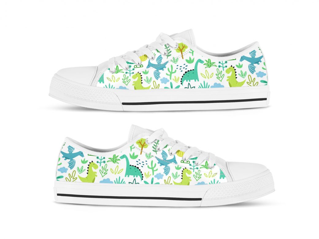 Cute Dinosaur Shoes | Custom Low Tops Sneakers For Kids & Adults