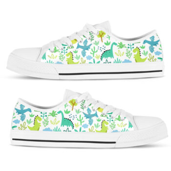 Cute Dinosaur Shoes | Custom Low Tops Sneakers For Kids & Adults