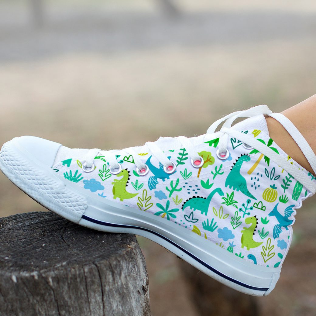 Kawaii Dinosaur Shoes | Custom High Top Sneakers For Kids & Adults