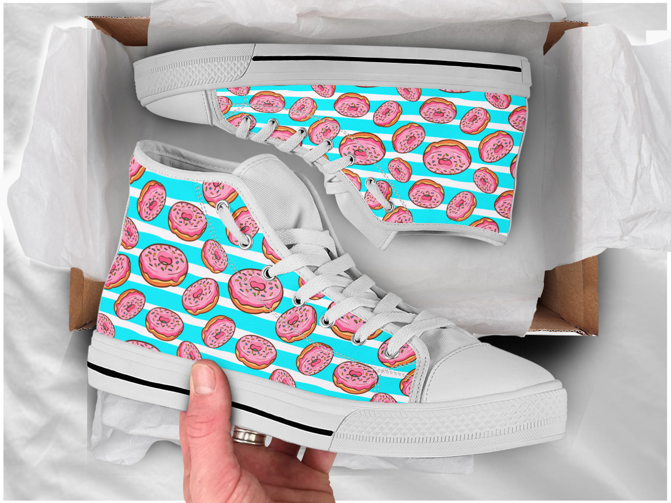Kawaii Donuts Shoes | Custom High Top Sneakers For Kids & Adults