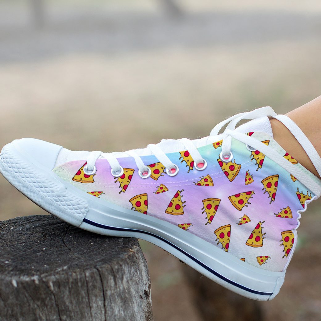 Pastel Kawaii Pizza Shoes | Custom High Top Sneakers For Kids & Adults