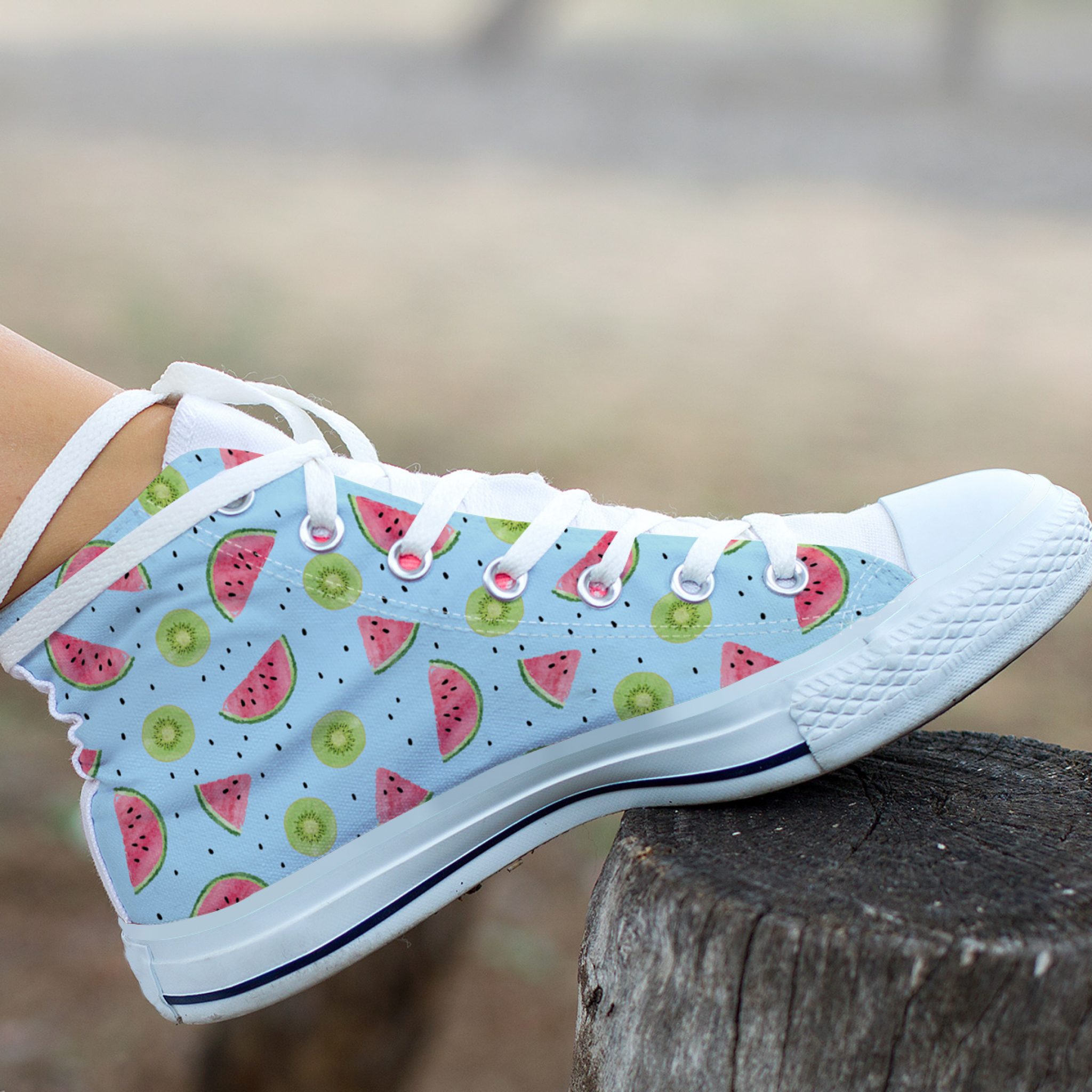 Kiwi Watermelon Shoes Custom Canvas Sneakers For Kids & Adults