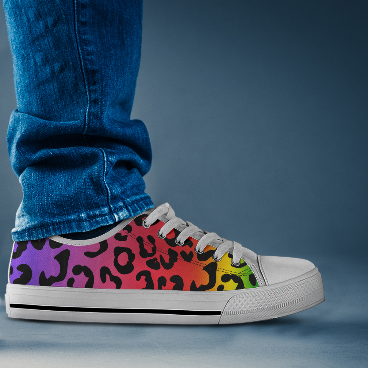 Rainbow Leopard Shoes | Custom Low Top Sneakers For Kids & Adults